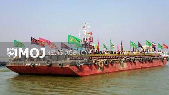 پیکرهای مطهر ۶۶ شهید گمنام دفاع مقدس از مرز دریایی آبادان وارد کشور شدند
