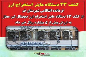 کشف 23 دستگاه ماینر استخراج ارز دیجیتال 