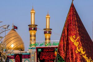 شست‌وشوی گنبد حرم مطهر حضرت عباس (ع) توسط خادمان