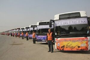 کاروان اتوبوس‌های شهرداری تبریز خدمت‌رسان زائران اربعین