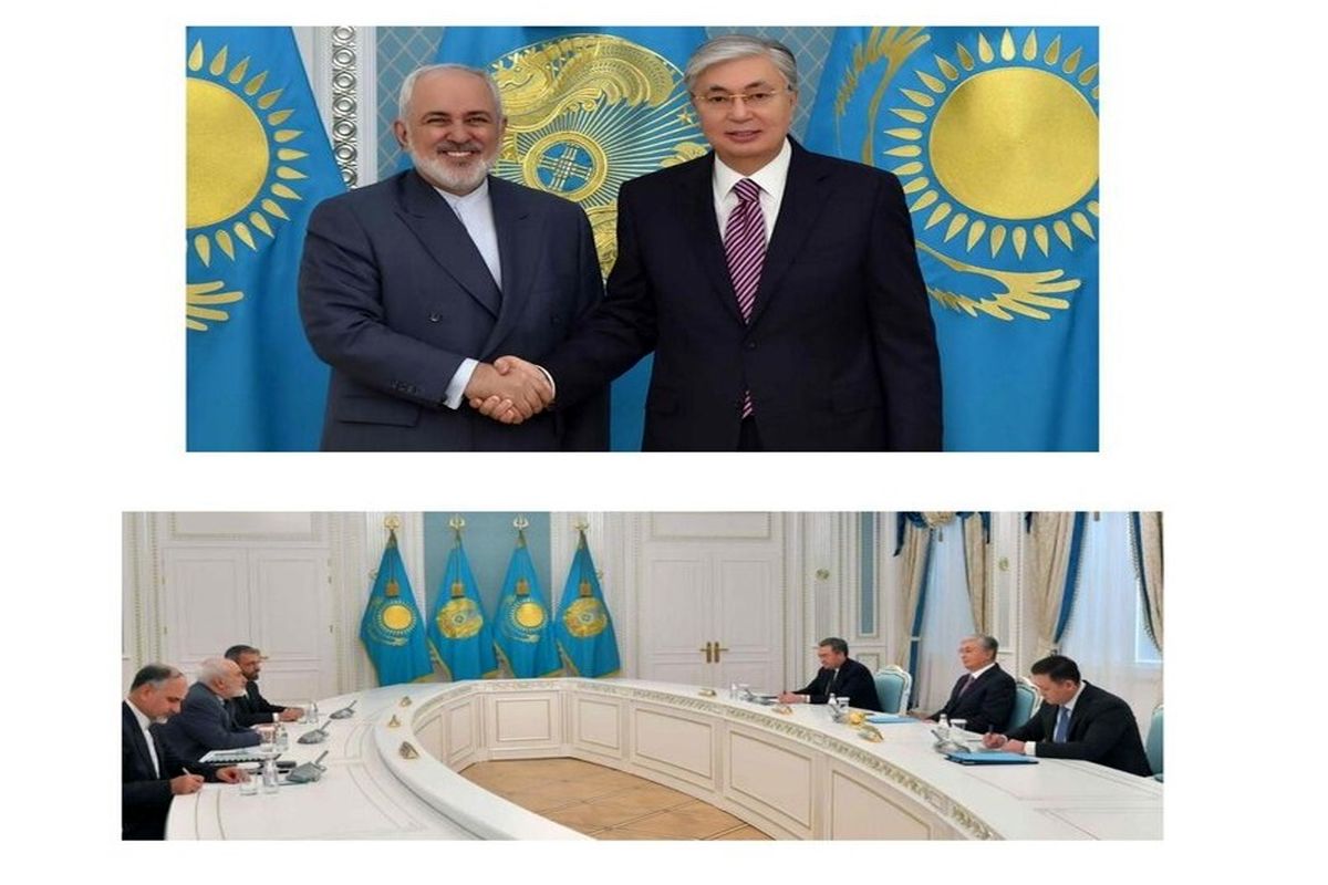 دیدار ظریف با رییس‌جمهور قزاقستان