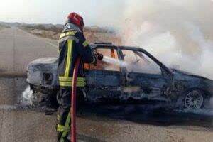 حریق خودرو حامل سوخت در جاده بندرعباس–میناب بدون تلفات جانی