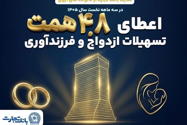 بانک تجارت با اعطای 4.8 همت تسهیلات ازدواج و فرزندآوری از خانواده‌های ایرانی حمایت کرد