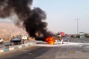 سوختن ۶ عضو از یک خانواده هرمزگانی در اثر تصادف در جاده عسلویه