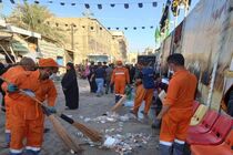 نظافت بیش از 3 میلیون مترمربع از معابر شهر کربلا توسط خادمان شهرداری اصفهان