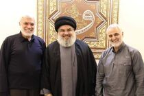 تصاویری از حضور حاج قاسم سلیمانی و ابومهدی المهندس در دفتر کار سید حسن نصرالله + فیلم