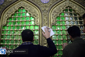 ضریح مطهر امام رضا(ع) غبارروبی شد
