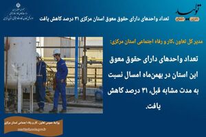 تعداد واحدهای دارای حقوق معوق استان مرکزی ۳۱ درصد کاهش یافت