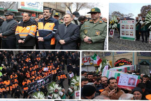 تشییع پیکر مطهر پنج راهدار شهید استان زنجان با حضور معاون وزیر و رییس سازمان راهداری وحمل‌ونقل جاده‌ای