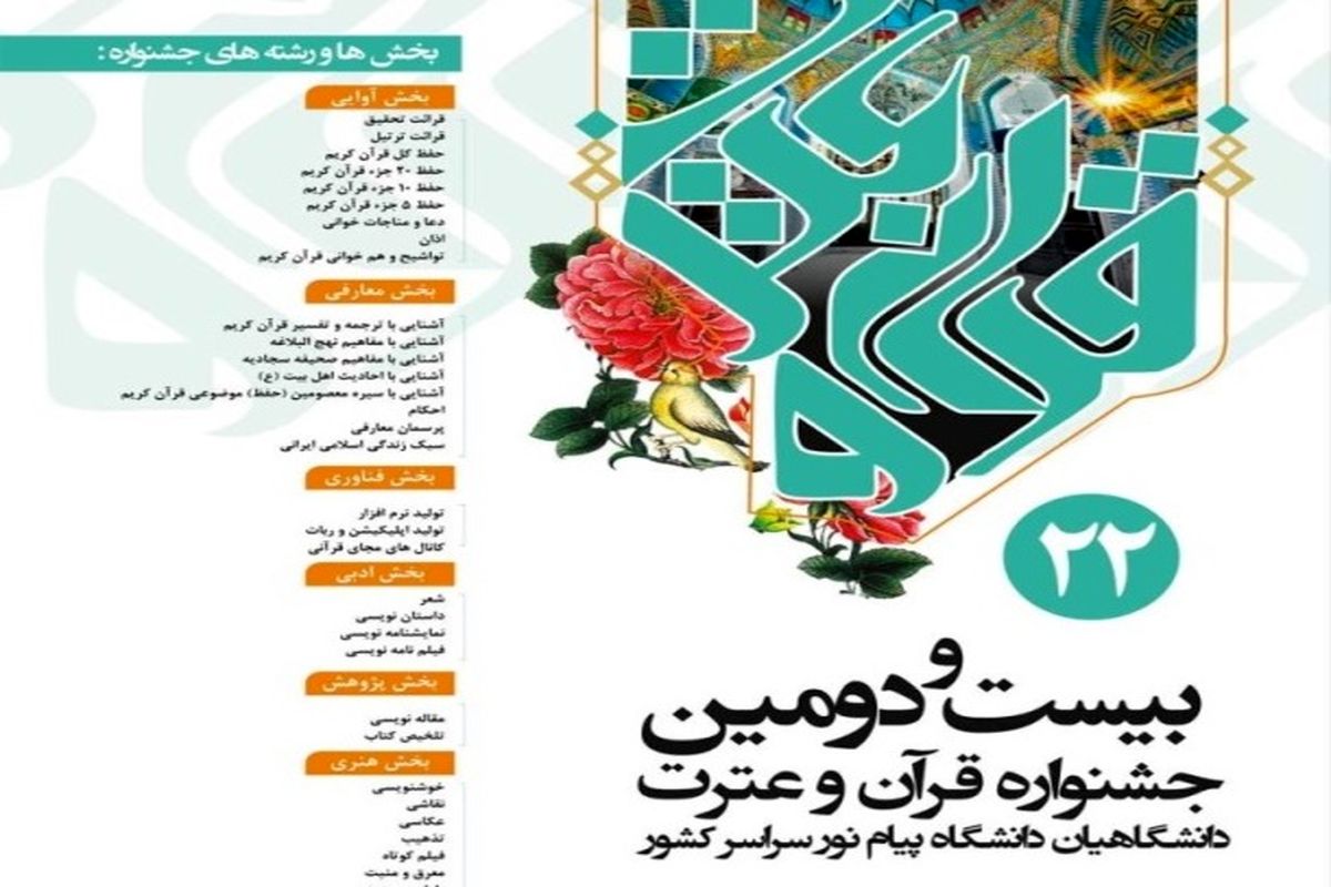بیست و دومین جشنواره قرآن و عترت دانشگاهیان پیام نور سراسر کشور