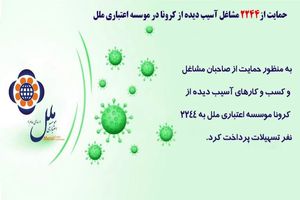 حمایت از 2244 مشاغل آسیب دیده ازکرونا در موسسه اعتباری ملل