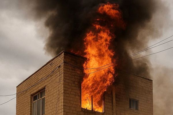آتش‌سوزی در ساختمان در حال ساخت در سردار جنگل/ سقوط دو کارگر از پشت‌بام؛ یک نفر جان باخت + تصاویر