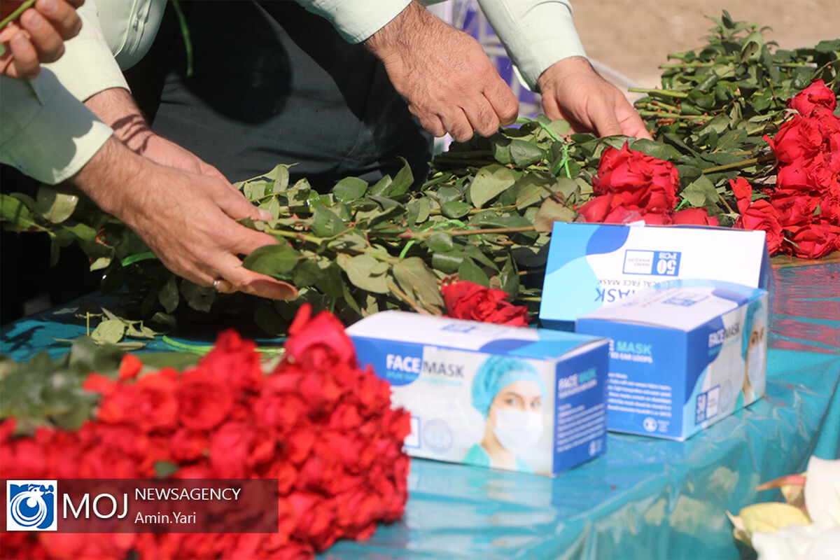 توزیع گل و ماسک در اولین روز از هفته ناجا در میادین اصلی پایتخت