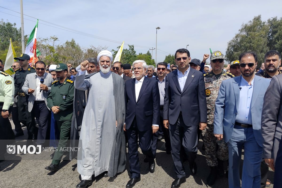 راهپیمایی روز قدس کیش حضور دکتر عارف 