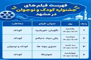 اکران چهار فیلم جشنواره کودکان و نوجوانان در سینماهای مشهد آغاز شد