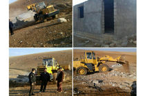 بنای احداثی غیرمجاز در محدوده اراضی ملی خرم‌آباد تخریب شد