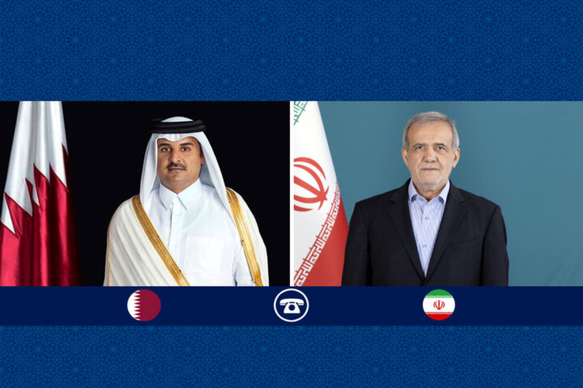  مسعود پزشکیان و شیخ تمیم بن حمد آل ثانی، امیر قطر