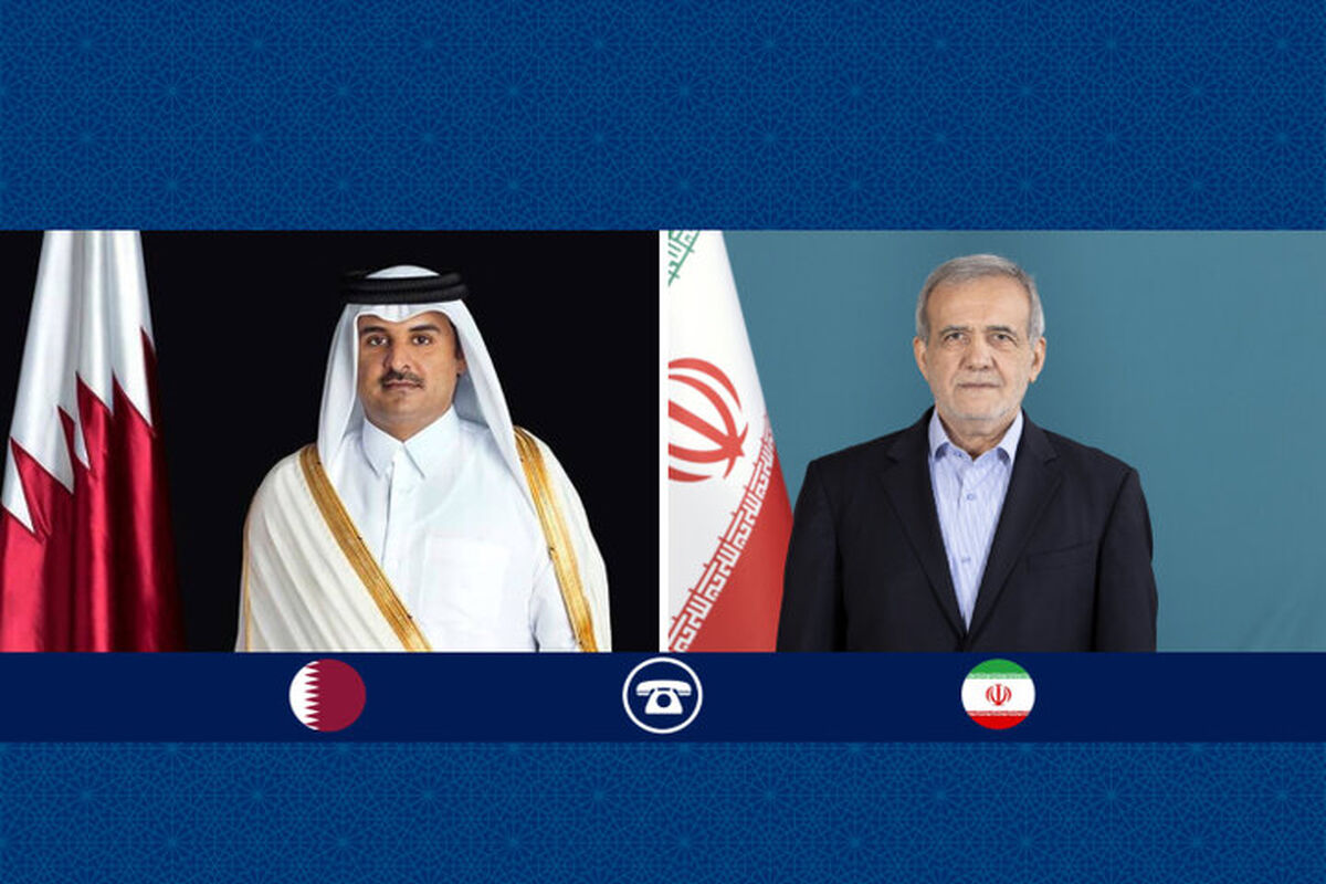  مسعود پزشکیان و شیخ تمیم بن حمد آل ثانی، امیر قطر