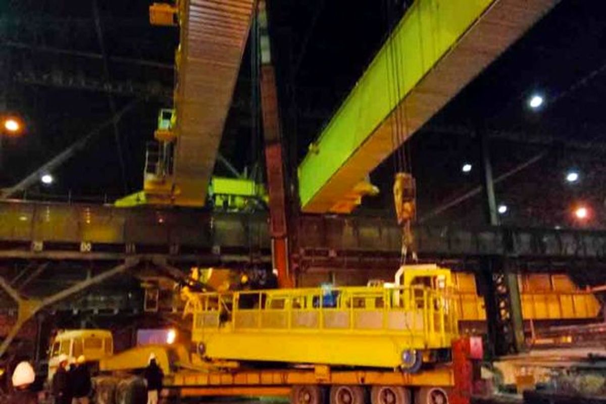 نصب جرثقیل 50 تنی حمل اسلب در فولاد مبارکه