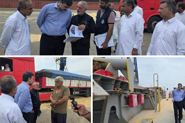 بازدید معاون وزیر و رئیس سازمان راهداری و حمل‌ونقل جاده‌ای از روند ترخیص کالاهای اساسی از بندر شهید بهشتی چابهار