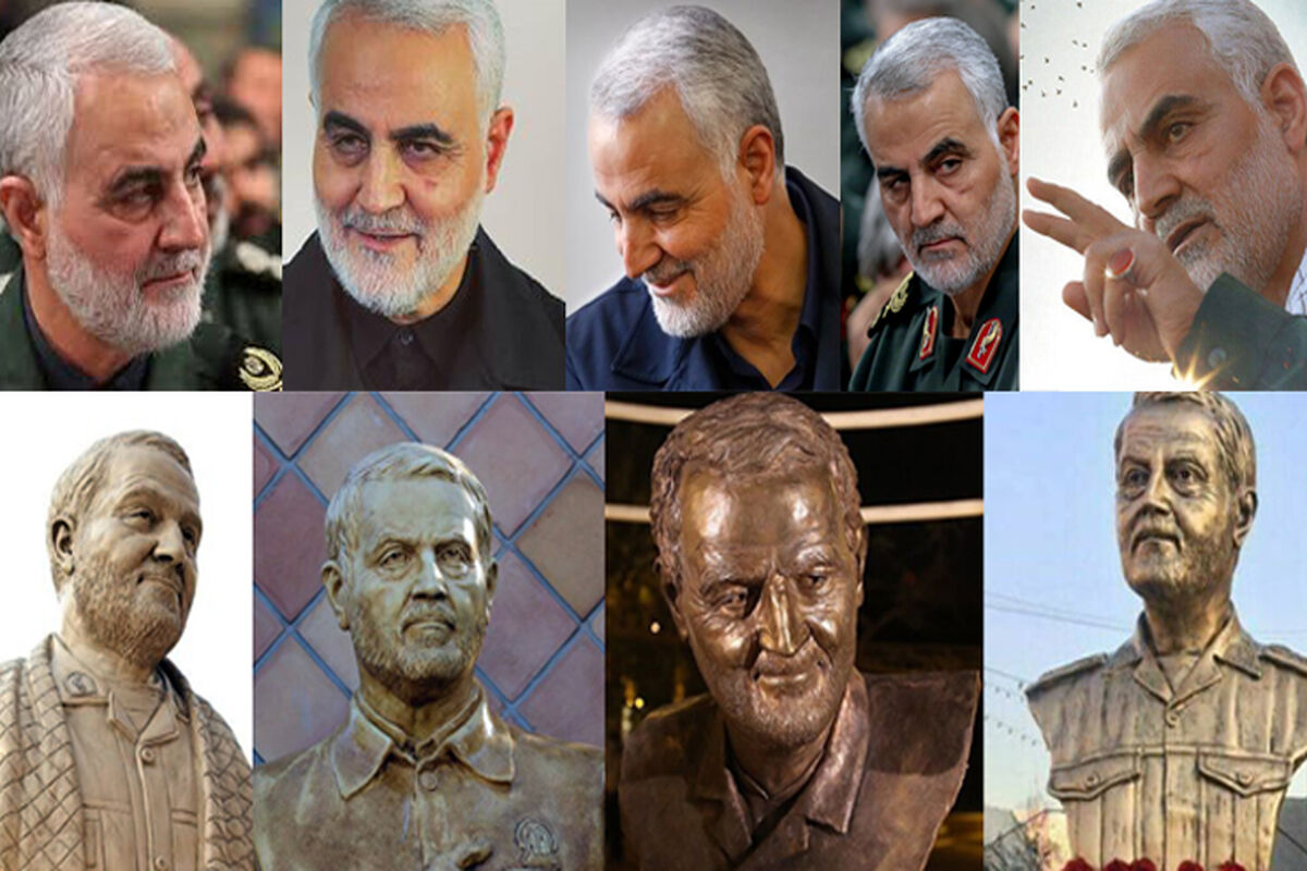 مقایسه تصاویر حاج قاسم و تندیس ها