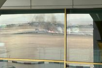 نخستین تصاویر از آتش‌سوزی کنترل‌شده در فرودگاه مشهد + فیلم