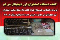 کشف 18 دستگاه ماینر استخراج ارز دیجیتال در قم 