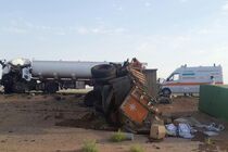 تصادف مرگبار تانکر سوخت با تریلی در محور خور