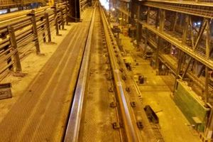 تعویض 270 متر ریل جرثقیل‌های سقفی سالن ریخته‌گری ومتالورژی ثانویه