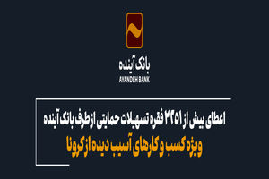 اعطای بیش از 3251 فقره تسهیلات حمایتی از طرف بانک آینده ویژه کسب و کارهای آسیب دیده از کرونا