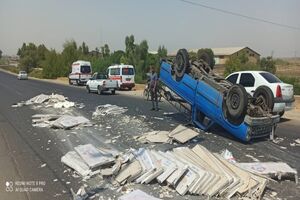 واژگونی نیسان سایپا در محور شوش–دزفول سه مصدوم داشت