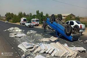 واژگونی نیسان سایپا در محور شوش–دزفول سه مصدوم داشت